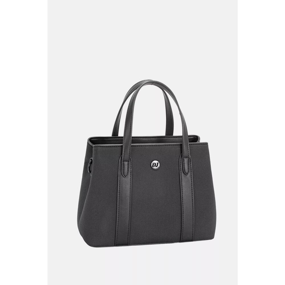 David Jones Canvas Handbag with Leather Trim